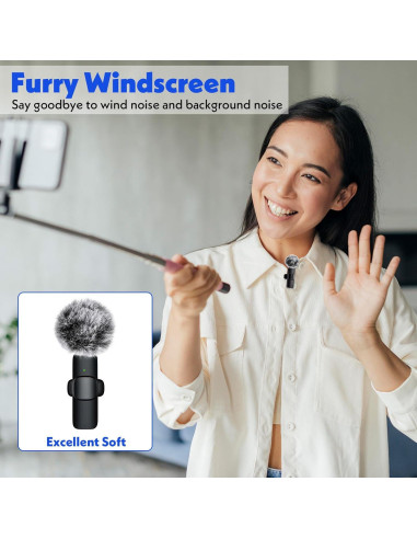 Juego de 9 Pantallas de Micrófono Lavalier Negro - Reducción de Ruido