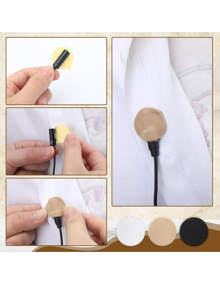 30 Cubiertas de Micrófono Lavalier Reutilizables - Negro, Blanco, Beige