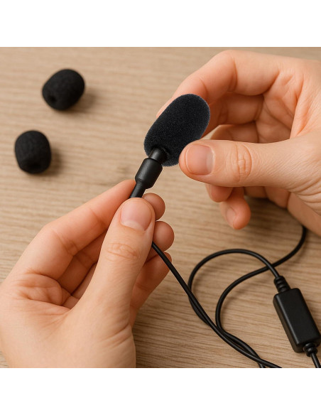 12 Paravientos de Espuma para Micrófono Lavalier - Negro