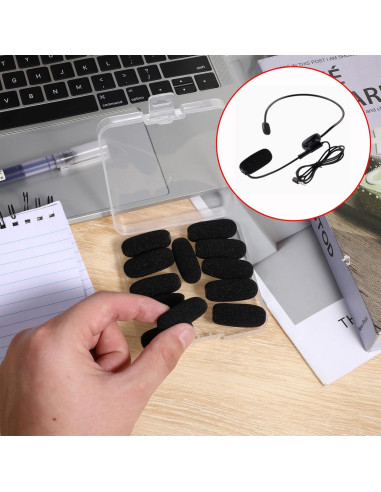 12 Paravientos de Espuma para Micrófono Lavalier - Negro