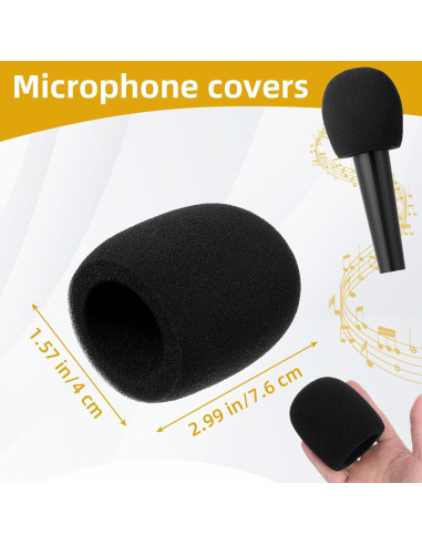 10 Fundas de Espuma para Micrófono Negro - Reducción de Ruido