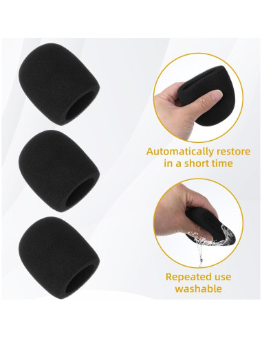 10 Fundas de Espuma para Micrófono Negro - Reducción de Ruido