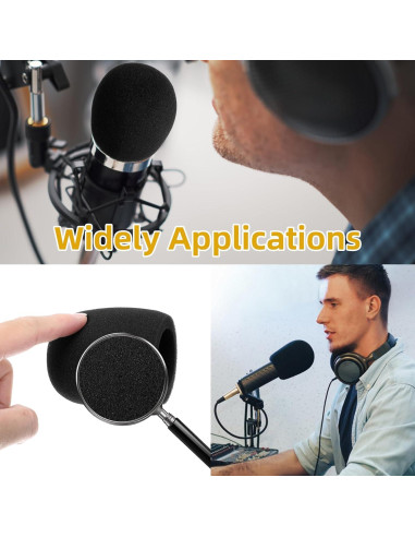 10 Fundas de Espuma para Micrófono Negro - Reducción de Ruido