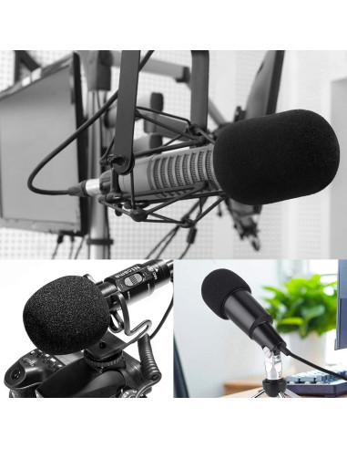 10 Fundas de Espuma para Micrófono Negro - Reducción de Ruido