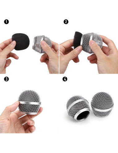 Cabezas de Reemplazo para Micrófono Facmogu SM58 BETA58 - 4 Piezas