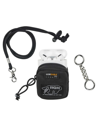 Funda para Auriculares Rough Enough Negra con Cordón y Llavero