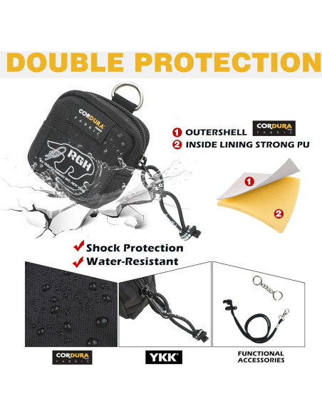 Funda para Auriculares Rough Enough Negra con Cordón y Llavero