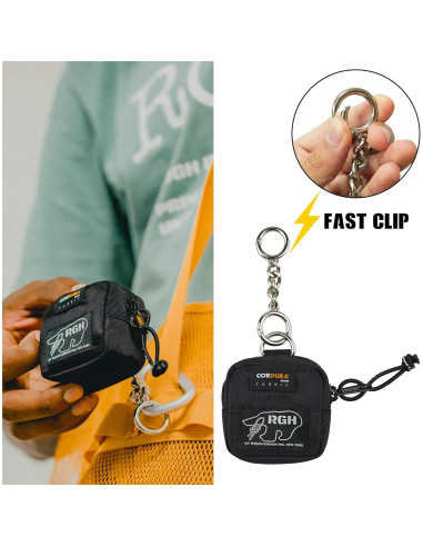 Funda para Auriculares Rough Enough Negra con Cordón y Llavero