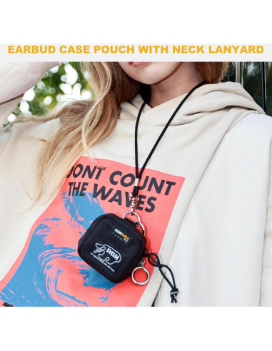Funda para Auriculares Rough Enough Negra con Cordón y Llavero