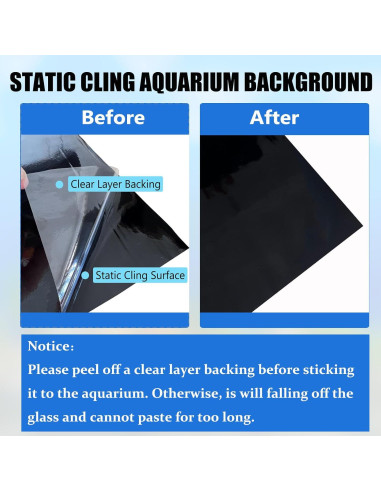 Fondo de Acuario Adherente Estático Negro PVC 60 x 30 cm