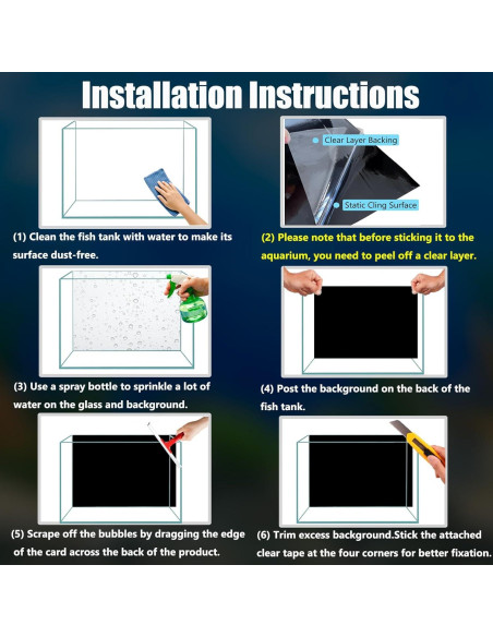 Fondo de Acuario Adherente Estático Negro PVC 60 x 30 cm