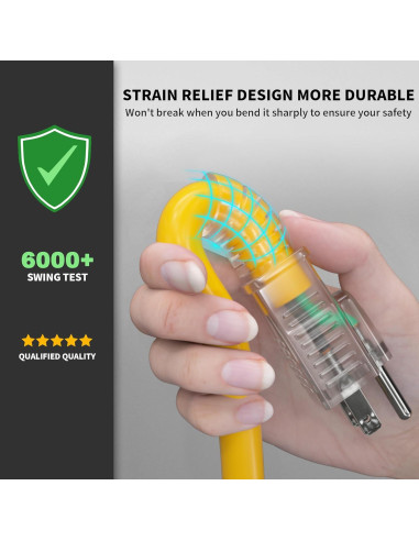 Cable de Extensión 12/3 POWGRN Amarillo 1 Pie 3 Salidas