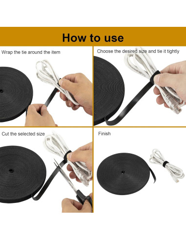 Cinta de sujeción reutilizable XINYIBO 1,27 cm x 22,86 m negra