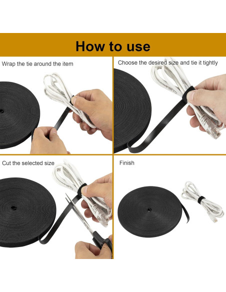 Cinta de sujeción reutilizable XINYIBO 1,27 cm x 22,86 m negra
