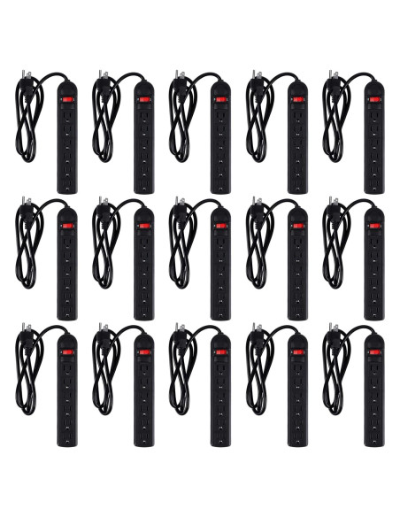 Pack 15 Regletas de Enchufes 6 Tomas Copkim 1.2m Negro