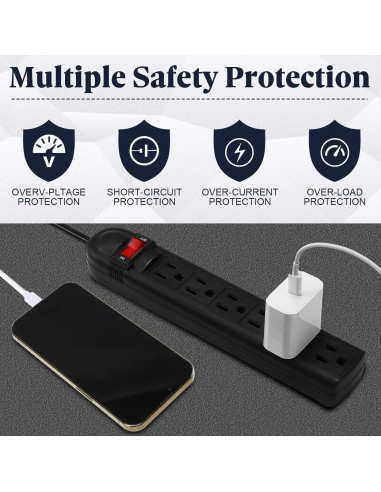 Pack 15 Regletas de Enchufes 6 Tomas Copkim 1.2m Negro