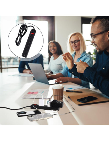 Pack 15 Regletas de Enchufes 6 Tomas Copkim 1.2m Negro