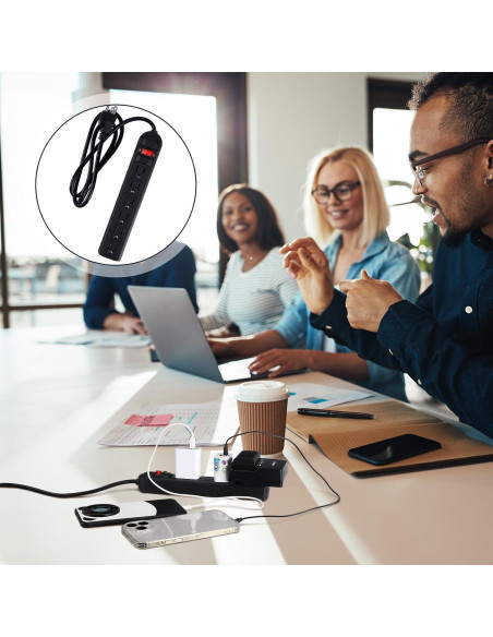 Pack 15 Regletas de Enchufes 6 Tomas Copkim 1.2m Negro