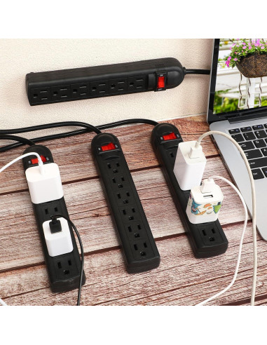 Pack 15 Regletas de Enchufes 6 Tomas Copkim 1.2m Negro