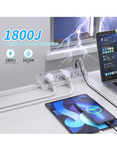 Toma Corriente de Abrazadera JXGUCAT 40W con 6 Salidas y USB