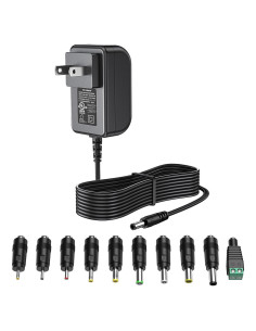 Fuente de Alimentación DONYOIE 15V 2A 30W Regulada con 10 Conectores