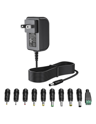 Fuente de Alimentación DONYOIE 15V 2A 30W Regulada con 10 Conectores