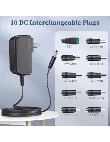 Fuente de Alimentación DONYOIE 15V 2A 30W Regulada con 10 Conectores