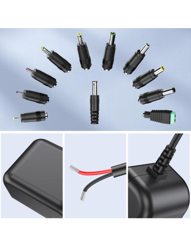 Fuente de Alimentación DONYOIE 15V 2A 30W Regulada con 10 Conectores