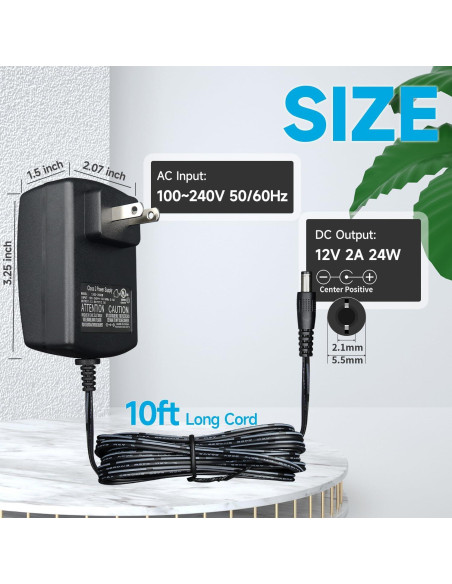 Adaptador de Alimentación 12V 2A ANLINK 3m para LED y CCTV