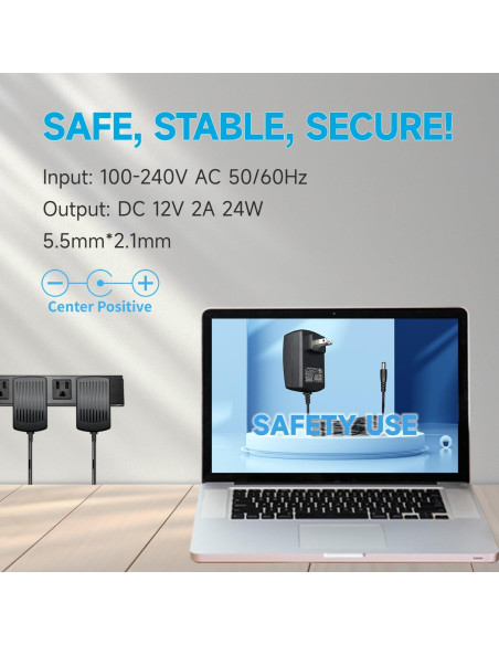 Adaptador de Alimentación 12V 2A ANLINK 3m para LED y CCTV