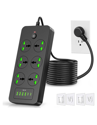 Regleta de Enchufes Universales XYZCREAT 6 Salidas 4 USB Carga Rápida
