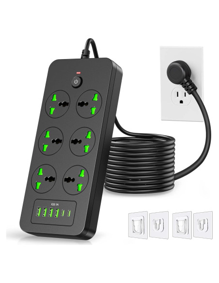 Regleta de Enchufes Universales XYZCREAT 6 Salidas 4 USB Carga Rápida