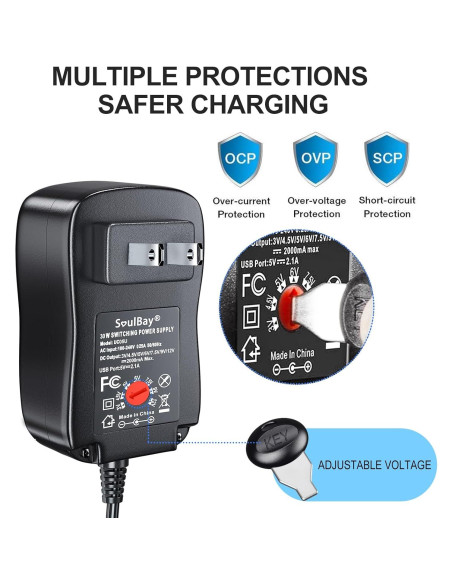 Adaptador de Corriente Universal SoulBay 30W 3V-12V 2A