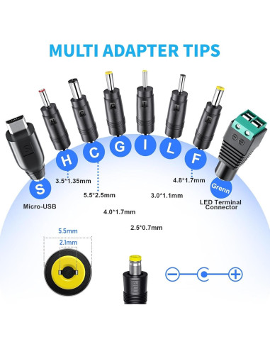 Adaptador de Corriente Universal SoulBay 30W 3V-12V 2A