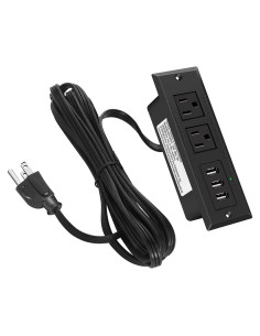 Toma de Corriente Empotrada CCCEi con USB 10 pies Negra