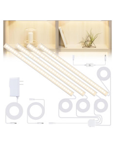 Iluminación LED para Estanterías JUSJUBR 4 Piezas 30.48cm 4000K