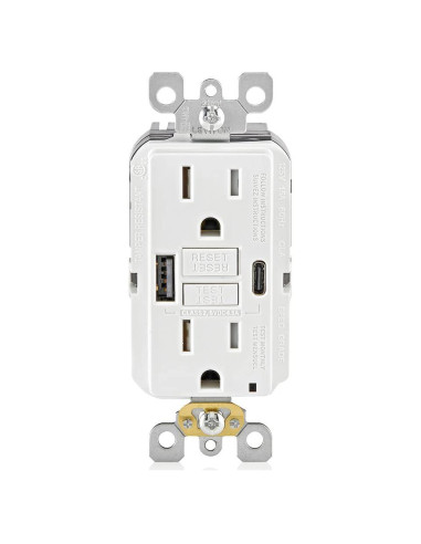 Cargador USB In-Wall GFCI Leviton 15A Blanco GUAC1-W