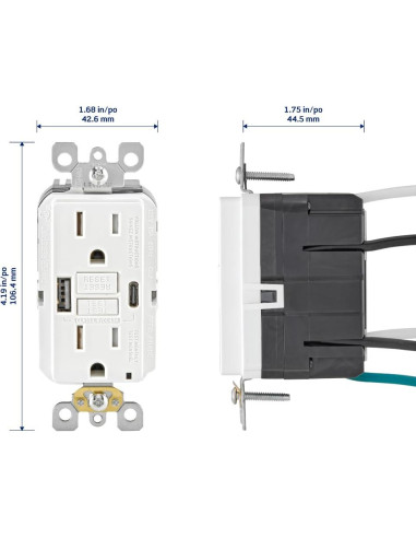 Cargador USB In-Wall GFCI Leviton 15A Blanco GUAC1-W