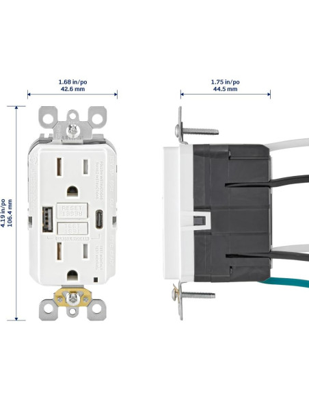 Cargador USB In-Wall GFCI Leviton 15A Blanco GUAC1-W