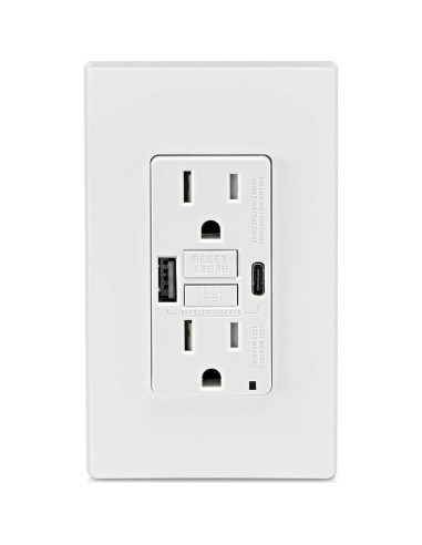 Cargador USB In-Wall GFCI Leviton 15A Blanco GUAC1-W