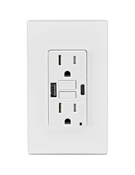Cargador USB In-Wall GFCI Leviton 15A Blanco GUAC1-W