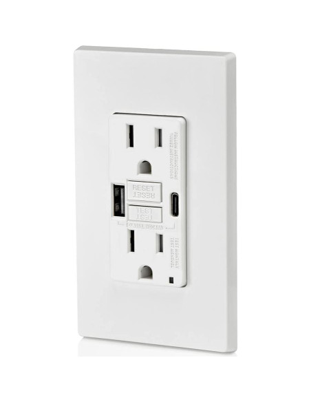 Cargador USB In-Wall GFCI Leviton 15A Blanco GUAC1-W