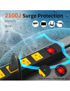 Regleta de 8 salidas Plug'n 2100J con protección contra sobretensiones 2