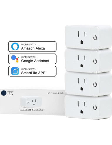 Paquete de 4 Enchufes Inteligentes Wi-Fi Lunabode YSP-102