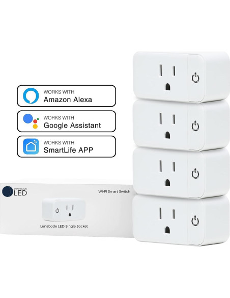Paquete de 4 Enchufes Inteligentes Wi-Fi Lunabode YSP-102