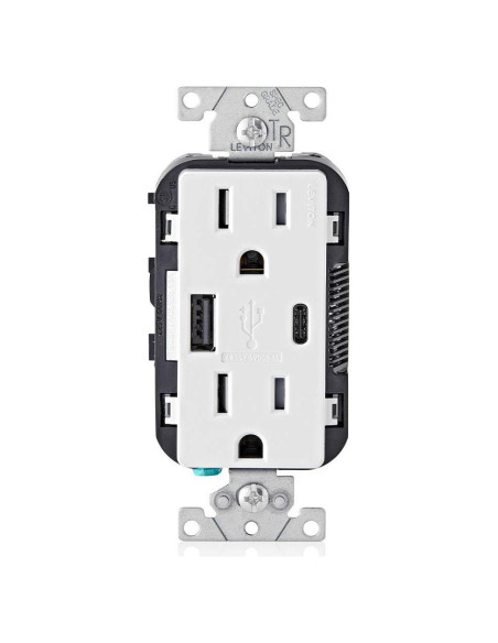 Cargador de Pared Leviton T5633-W USB Tipo A y C 15A Blanco