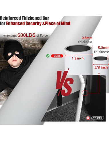 Barra de Seguridad Ajustable Wefaith 600LB para Puertas