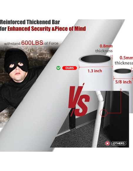 Barra de Seguridad Ajustable Wefaith 600LB para Puertas