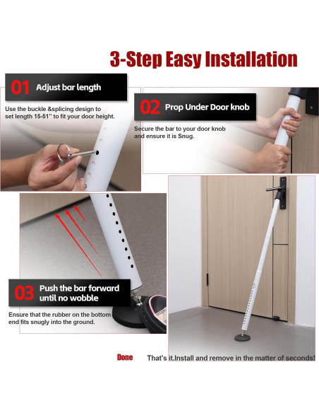 Barra de Seguridad Ajustable Wefaith 600LB para Puertas