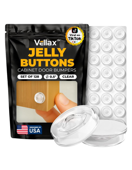 128 Topes Adhesivos Silicona Transparente Vellax para Puertas